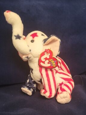 Ty Patriotic Elephant Plush in Red White Blue